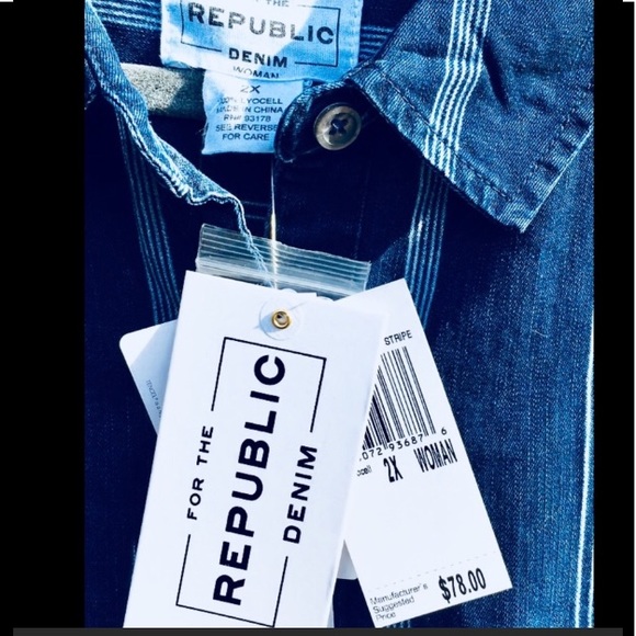 2X Button Down Blouse For The Republic Denim - Picture 4 of 5